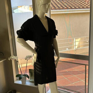 Vintage tuxedo style black dress size 42 or about a us 6 wool